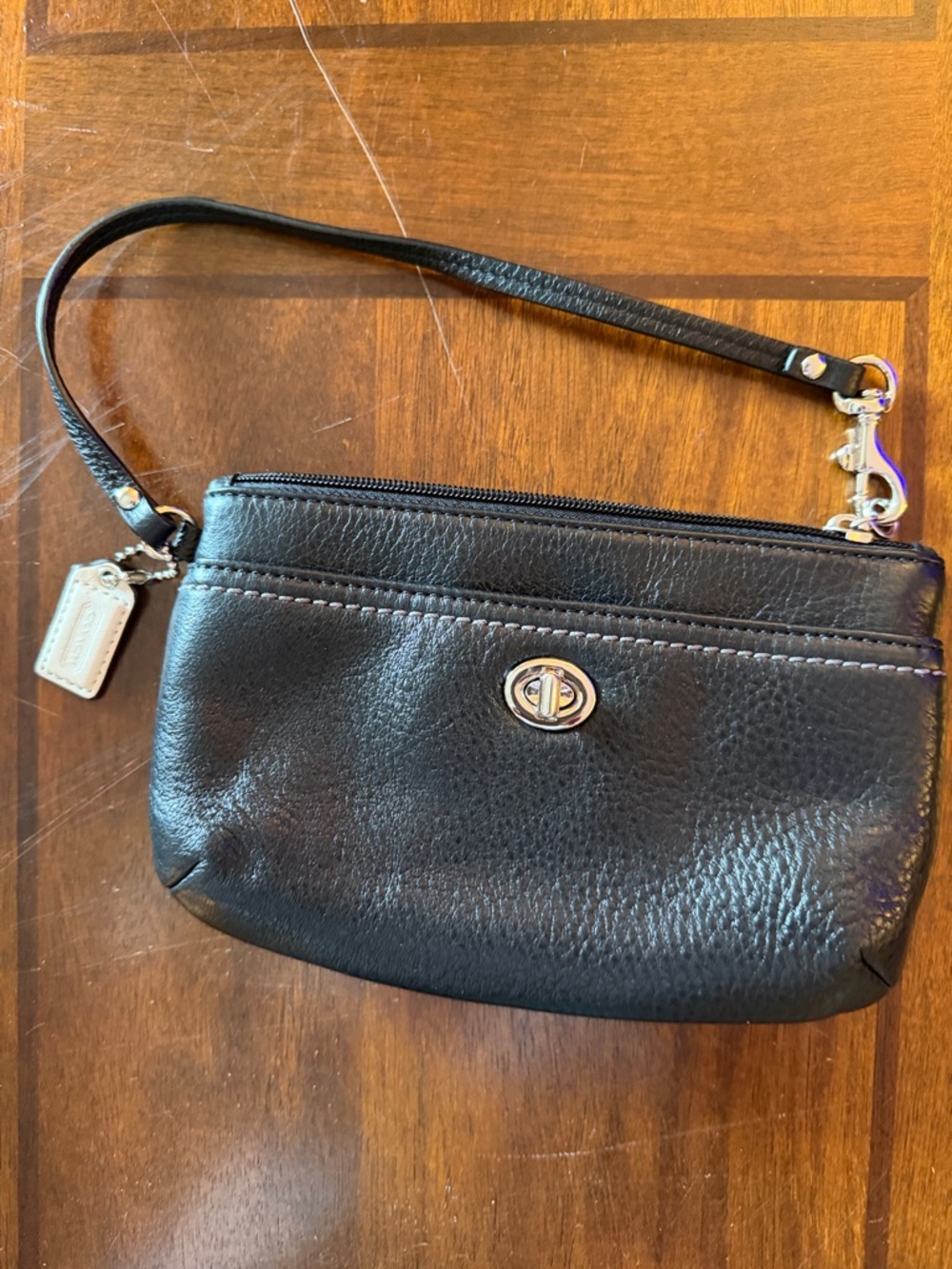 Coach Black Leather Small  Wristlet